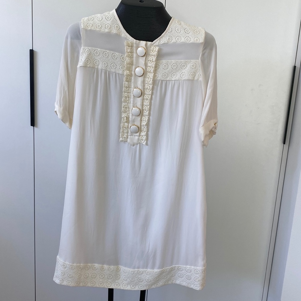Shoshanna Cream White Dress Size 12 pockets!
